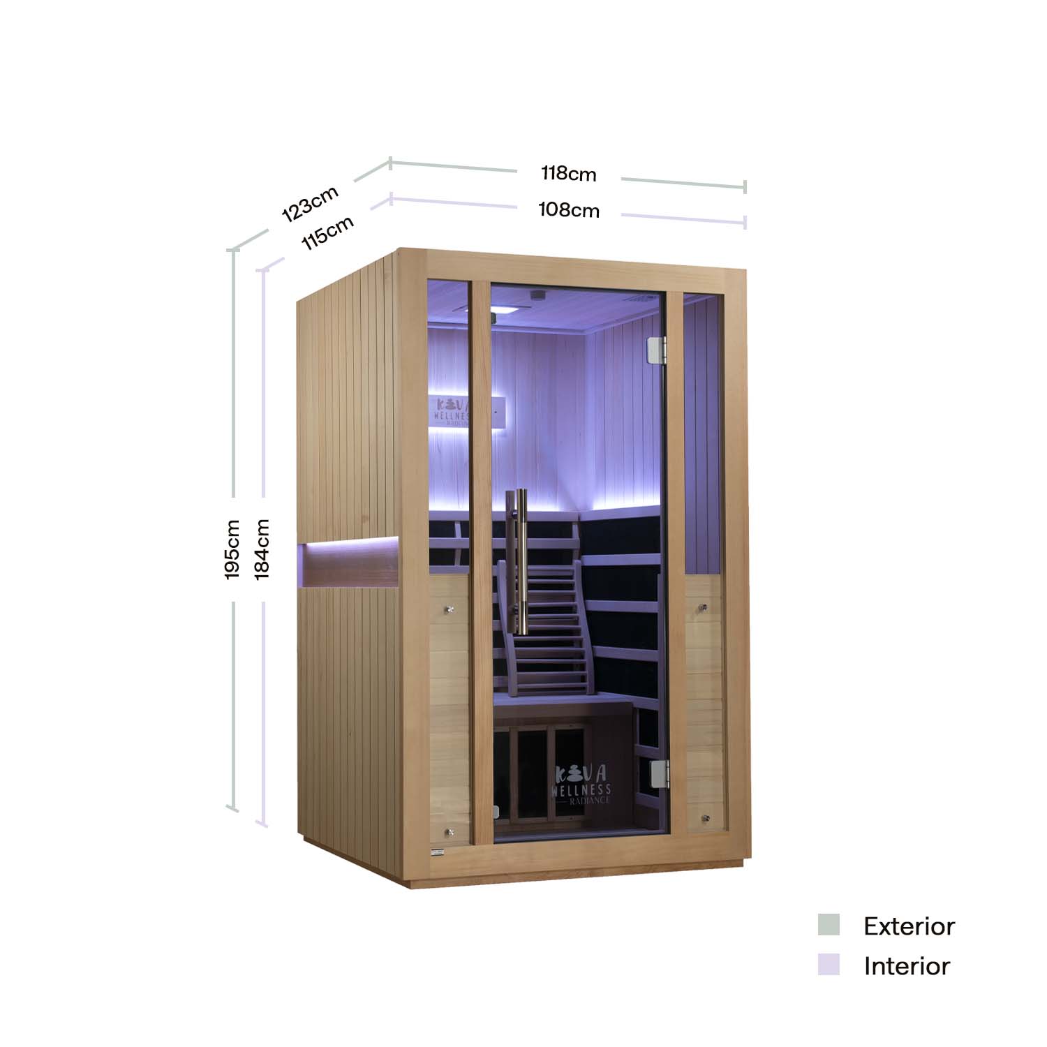 Sauna Kiva Radiance - Para 2 pessoas Infravermelho Full-Spectrum
