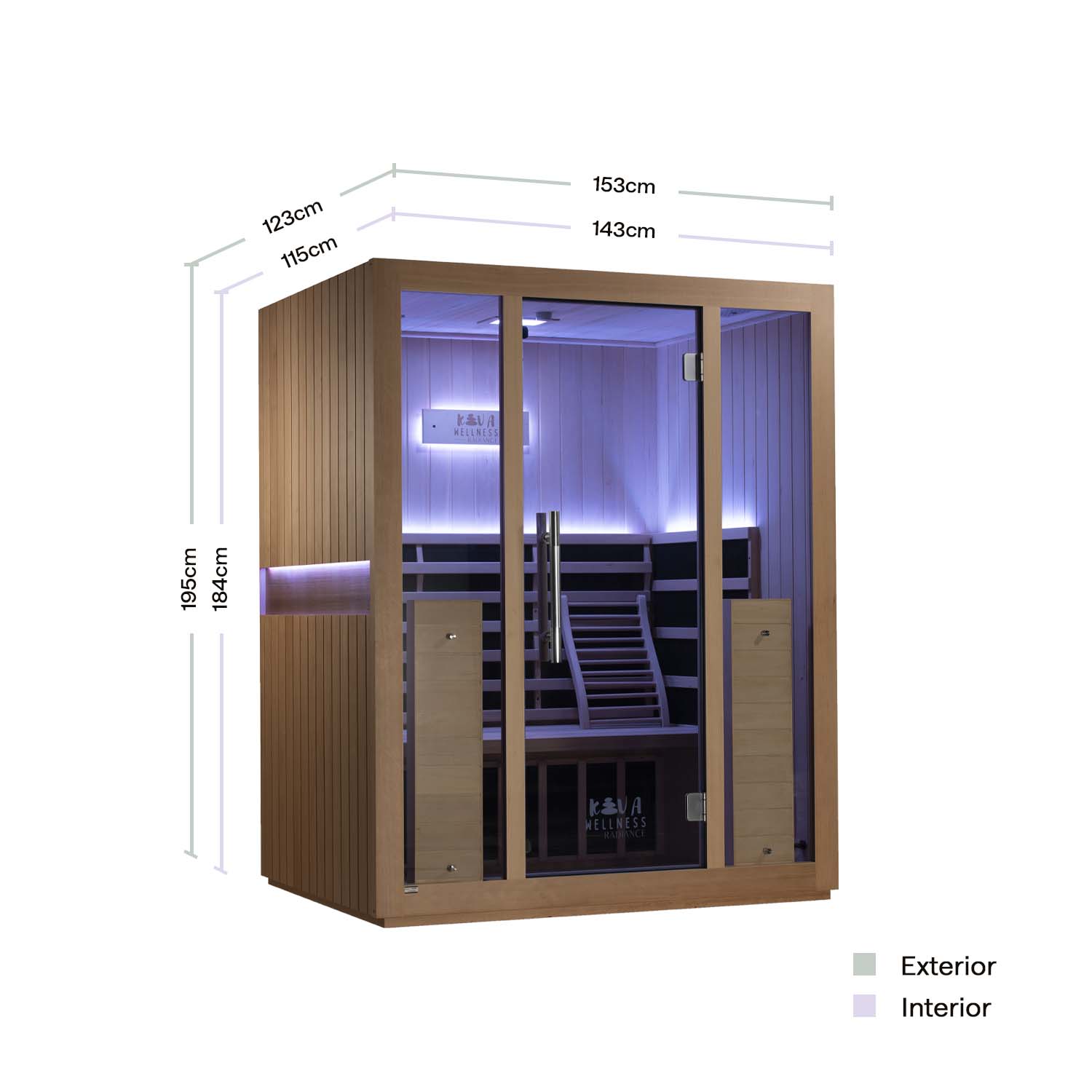 Sauna Kiva Radiance - Para 3 pessoas Infravermelho Full-Spectrum 