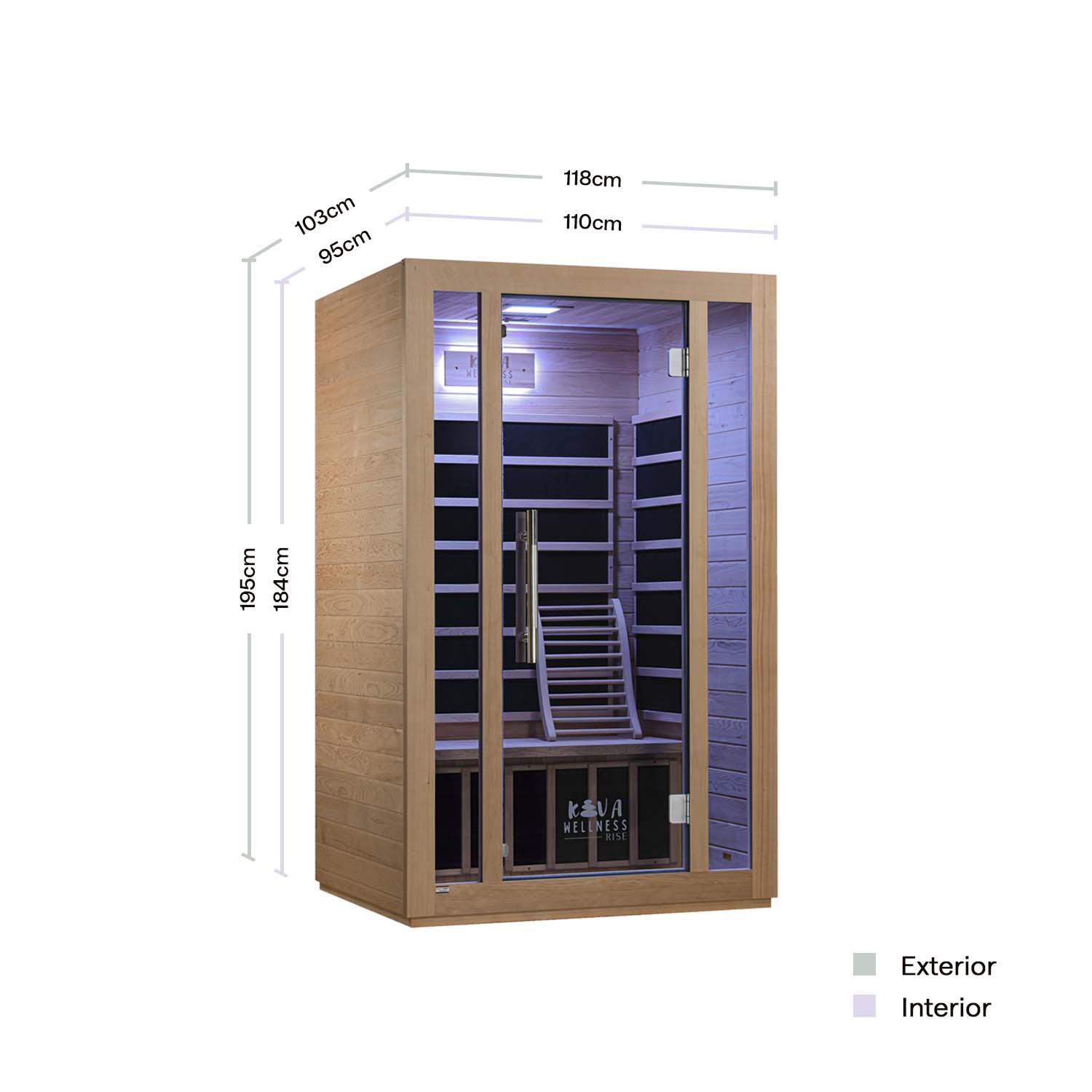 Sauna Kiva Rise - Para 2 pessoas Infravermelho Longo (FIR)